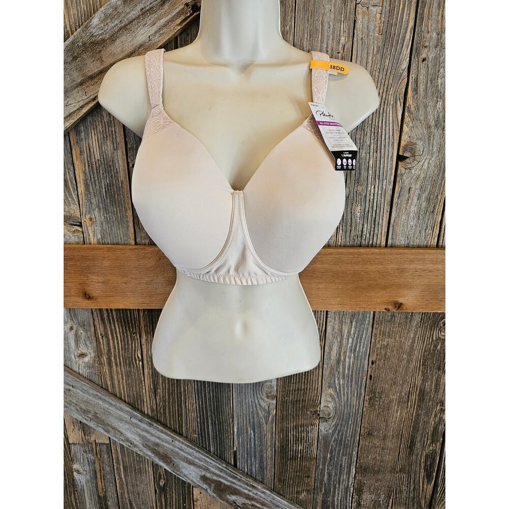 NWT NEW playtex 38DD wireless bra beige nude smooth 4 way support no slip